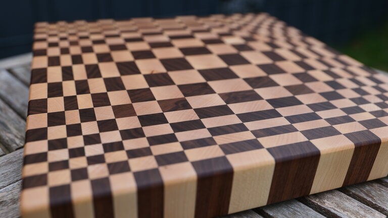 Exklusives Stirnholz-Schneidebrett – 3D-Illusion